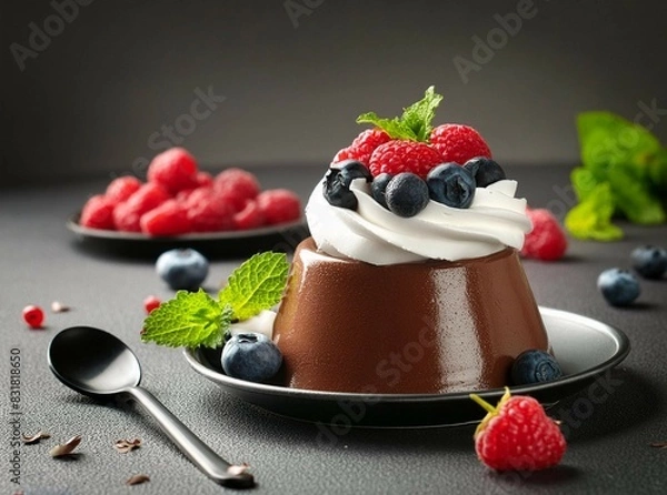 Obraz cheesecake with berries and mint