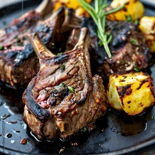 Fototapeta lamb chops on a grill