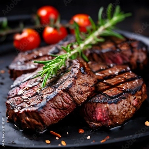Fototapeta grilled steak with vegetables