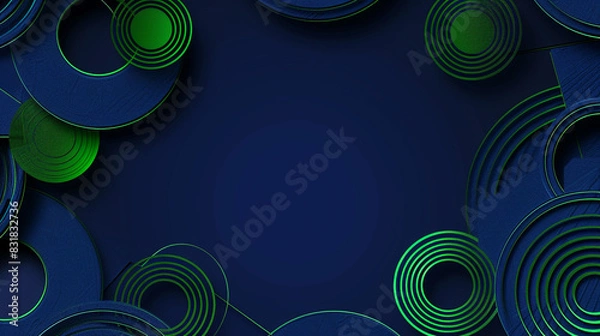 Fototapeta Environmental and ecological themes highlighted with green patterns on royal blue,