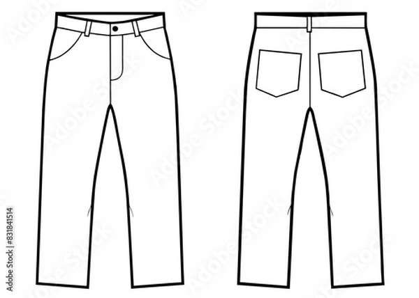 Obraz Black and white drawing of pants on white background