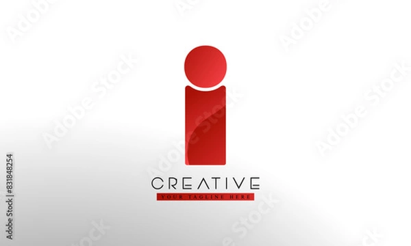 Fototapeta Letter I logo from abstract shapes. Colorful monogram sign logotype. Vector illustration.