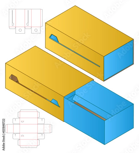 Fototapeta Box packaging die cut template design. 3d mock-up