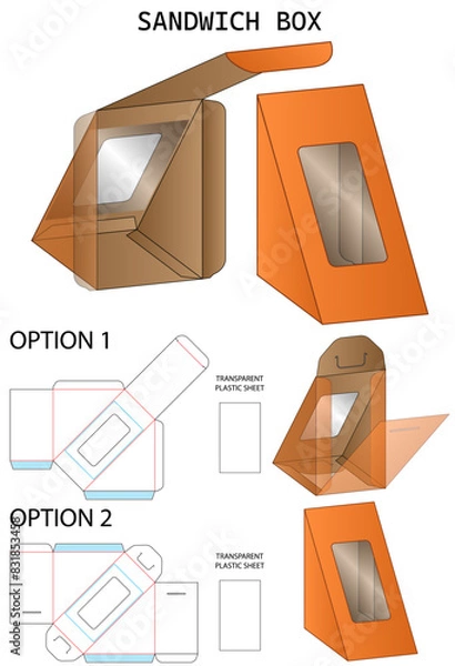 Fototapeta Box packaging die cut template design. 3d mock-up