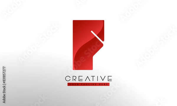 Fototapeta Letter F logo from abstract shapes. Colorful monogram sign logotype. Vector illustration.