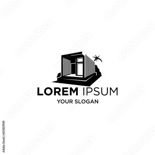 Fototapeta container house silhouette vector illustrations 