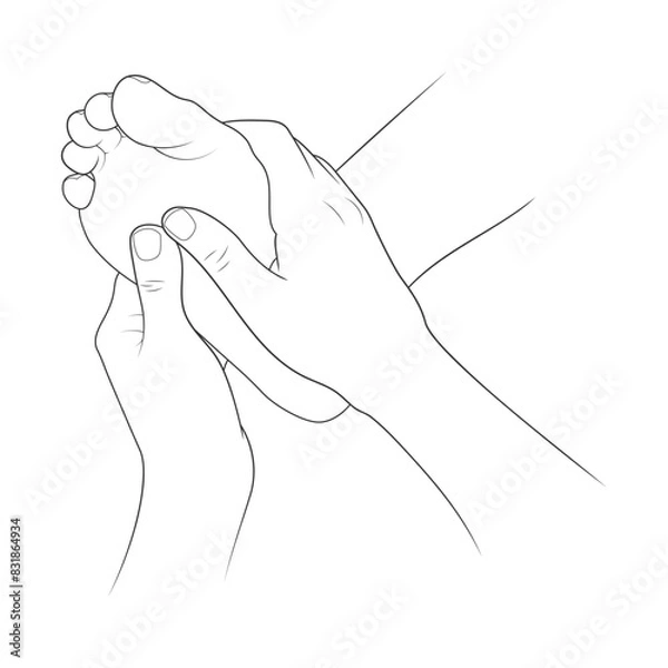 Obraz Foot Reflexology Line Art Vector Illustration. Editable Line. Adjustable Stroke Width