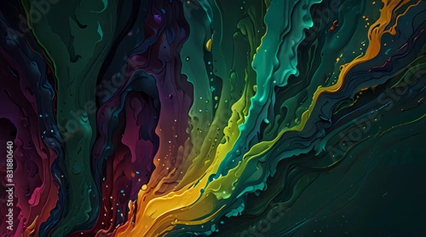 Fototapeta Fluid abstract background with Forest inspired colors theme