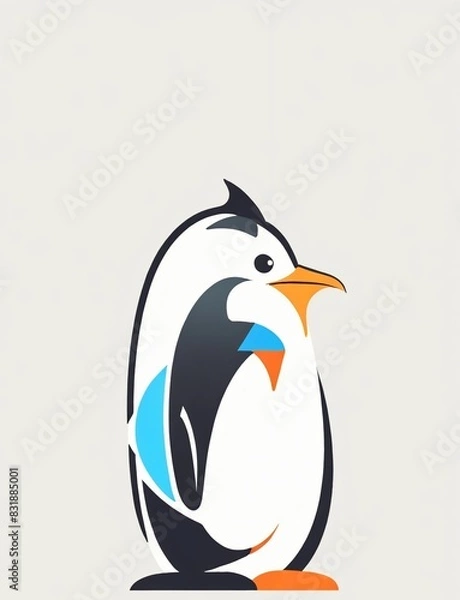 Fototapeta Vector icon penguin with ice cream