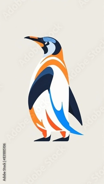 Fototapeta Vector icon penguin with ice cream