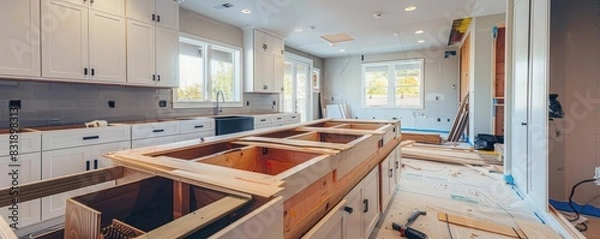 Fototapeta Home kitchen renovation progress shot.