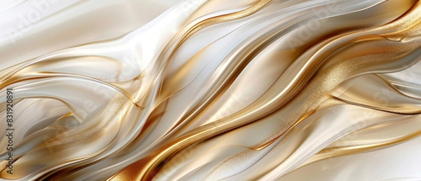 Fototapeta Fluid Gold Waves Modern Abstract Art