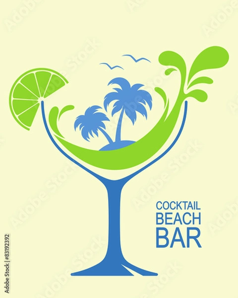 Obraz Cocktail for beach bar or summer cocktail party design