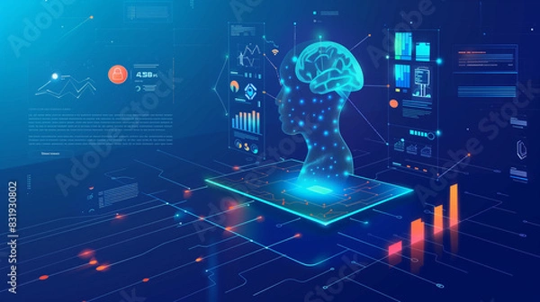 Fototapeta Showcasing the Potential of AI in Business Strategy: AI-Driven Market Analysis, Strategic Forecasting, and Scenario Planning for Anticipating and Adapting to Market Trends and Opportunities