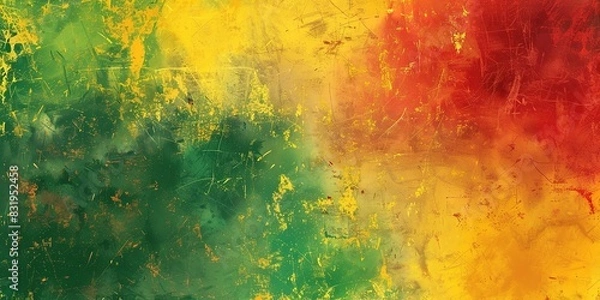Obraz Red yellow green and black paint flag color background. Juneteenth Freedom Day Celebration