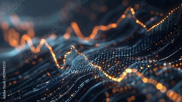 Fototapeta Dynamic graph showing a rising stock market trend with glowing lines