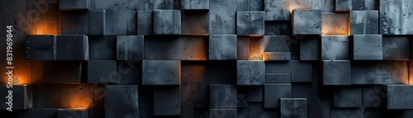 Fototapeta wallpaper in the dark with various black cubes