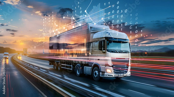Obraz Transport Logistics Technology - trucking, road freight, delivery
