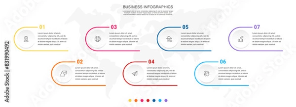 Fototapeta Circle vector infographic template with seven steps and options for annual reports, presentations, advertising, chart. Modern business illustration.