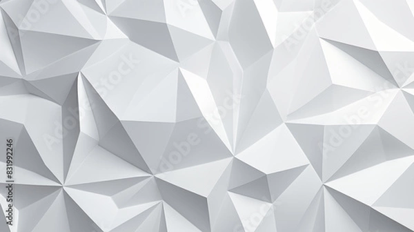 Fototapeta Abstract minimalist geometric triangle lowpoly mosaic pattern. White triangular abstract background.