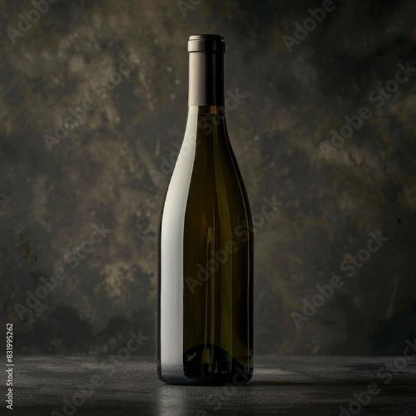 Fototapeta A bottle of white wine is sitting on a table