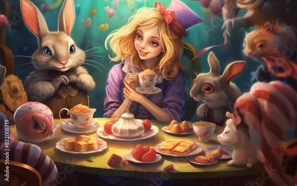 Fototapeta Alice in Wonderland at the Mad Hatter's tea party