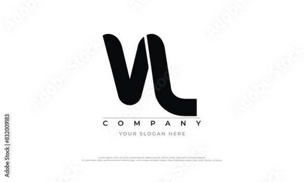 Obraz Alphabet letters Initials Monogram logo VL, VL INITIAL, VL letter, VAL logo