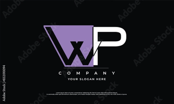 Fototapeta Alphabet letters Initials Monogram logo WP, WP INITIAL, WP letter