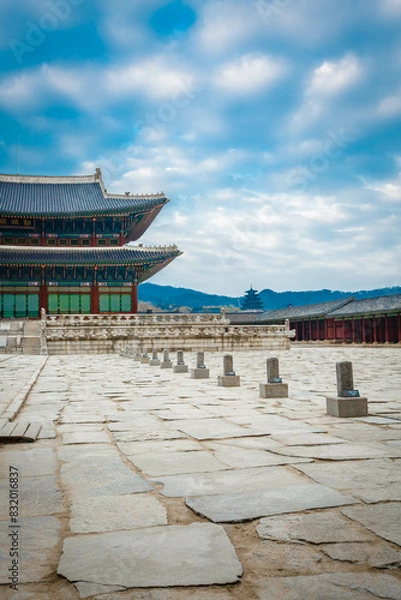 Obraz External view of Geunjeongjeon Hall at Gyeongbokgung Palace