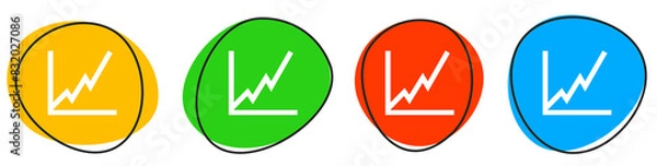 Fototapeta 4 bunte Icons: Business Chart - Button Banner