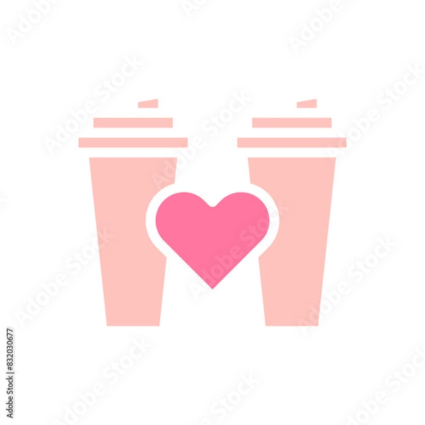 Obraz Cup love solid soft pink valentine illustration