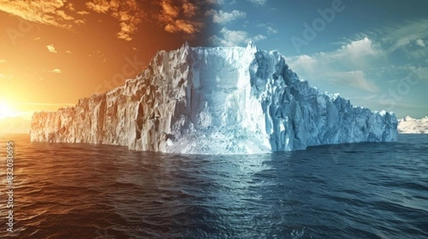 Fototapeta analysis of global warming and climate change, highlighting the rising sea levels