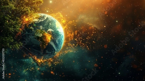 Fototapeta The Earths warming climate is a result of human activities such as deforestation and industrial pollution