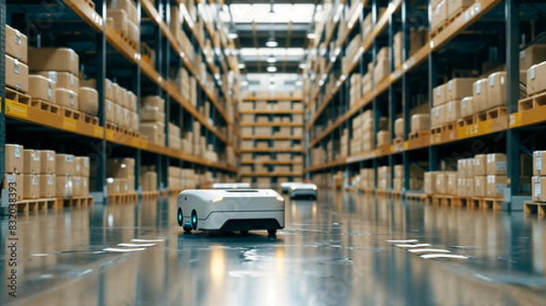 Obraz 物流倉庫で自律移動するロボット
Robots moving autonomously in logistics warehouses.