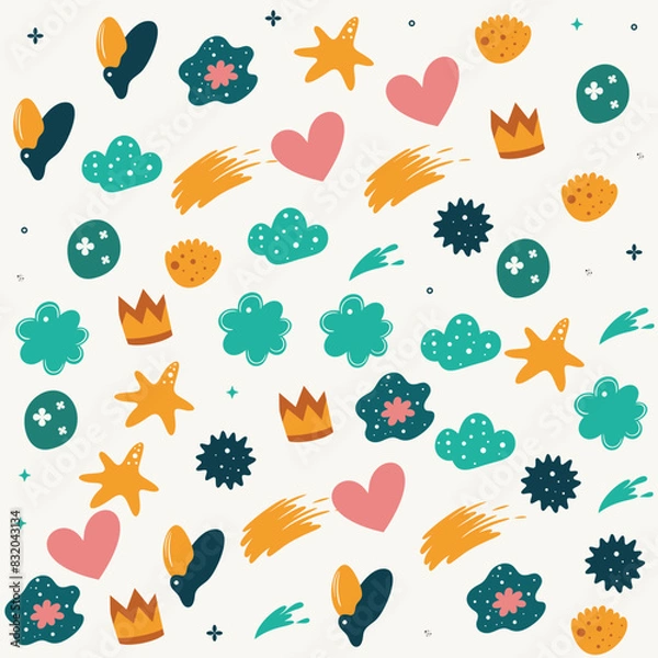 Fototapeta Seamless Pattern Abstract Doodle Shapes