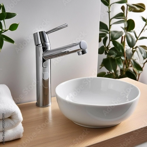 Obraz White Sink With Chrome Faucet