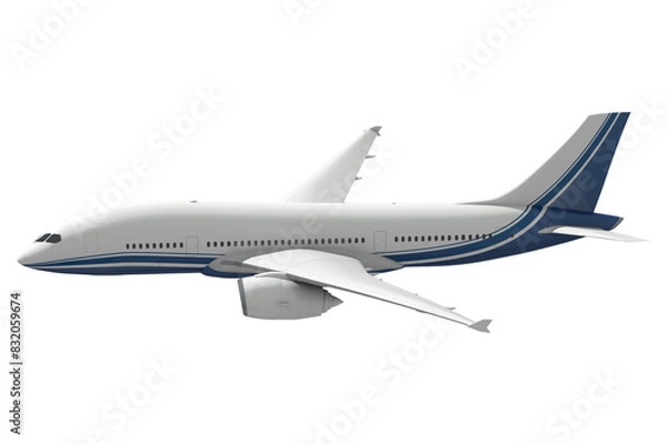 Fototapeta Flying airplane png sticker, 3D vehicle on transparent background