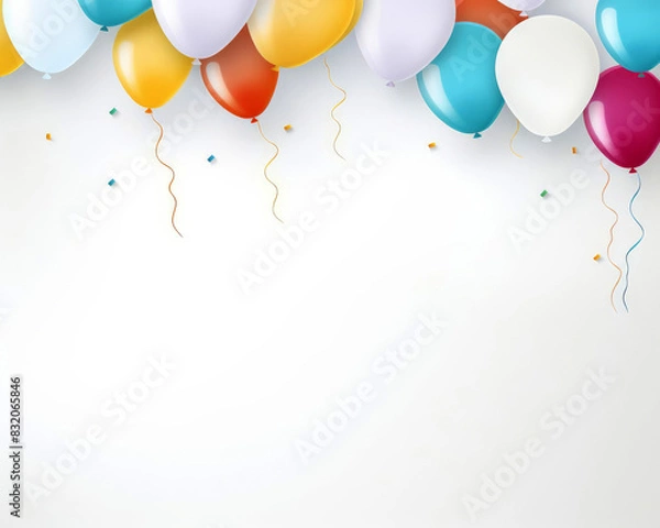 Fototapeta Pride Month celebration with colorful balloons and confetti, 2D illustration, joyful scene