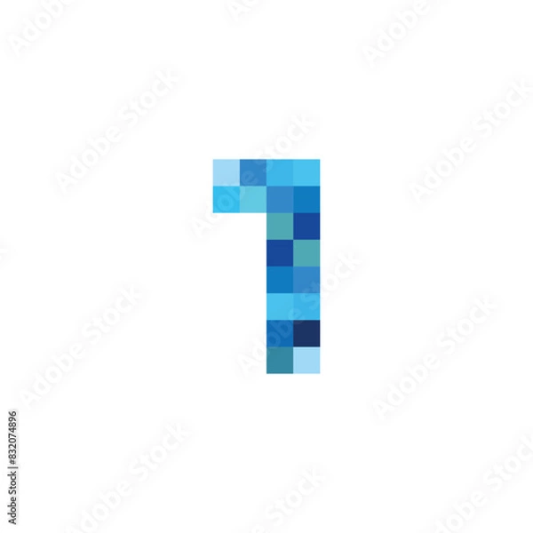 Fototapeta number 1 pixel simple blue pixel vector logo symbol