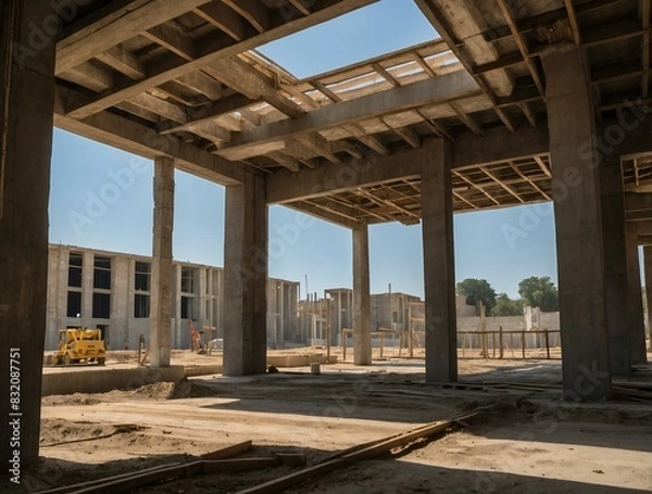 Fototapeta Construction site ready to next floor 