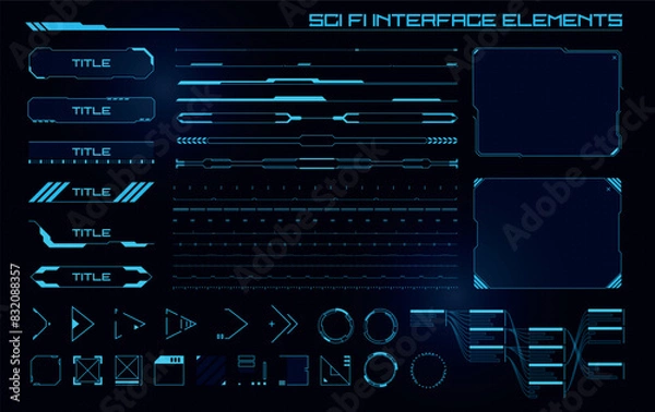 Fototapeta Set of Sci Fi Modern User Interface Elements. Futuristic Abstract HUD. Good for game UI. Vector Illustration EPS10