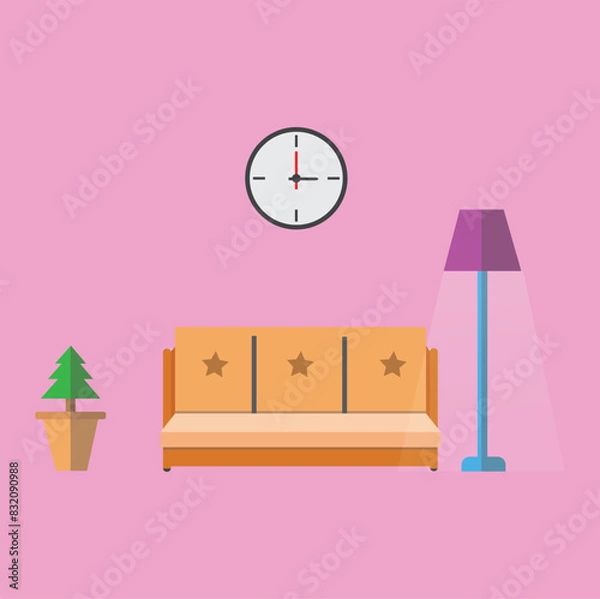 Fototapeta room with clock