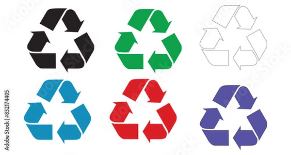 Fototapeta set of recycling icons. recycle logo symbol. Vector illustration.