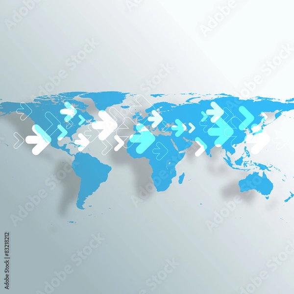 Fototapeta World Map with Arrows. Business Background