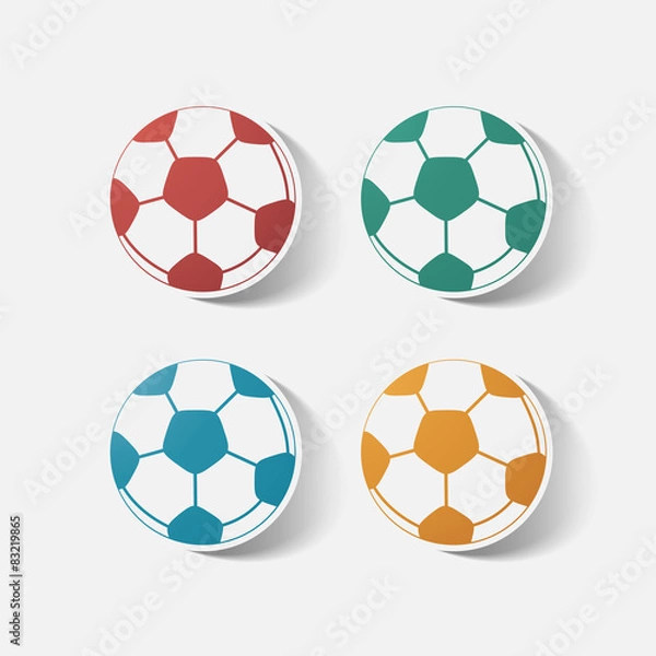 Fototapeta Paper clipped sticker: soccer-ball