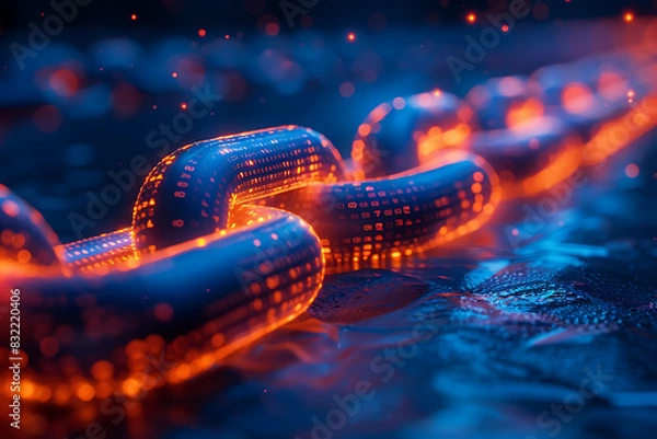 Fototapeta Sophisticated Blockchain Banner - White & Light Grey Minimalist Design Ideal for Business