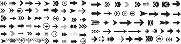 Fototapeta Black arrow icon big sets. Vector arrow illustration