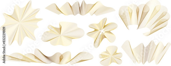 Fototapeta Golden design elements. Vector abstract wavy forms created using Blend Tool