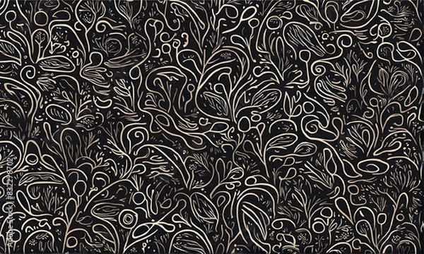 Fototapeta organic lines and shapes pattern with dark background