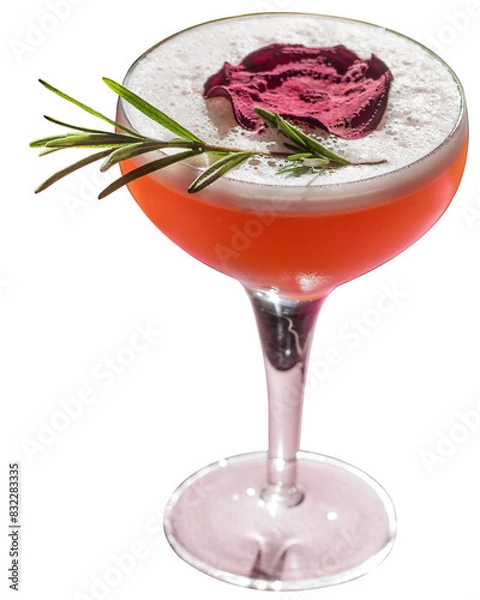 Fototapeta tropical cocktail on a background of foliage, shadows from the sun. Pink background